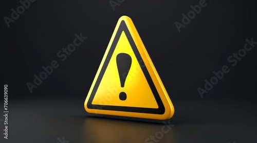 A 3D vector illustration of a yellow warning sign featuring a bold exclamation mark, symbolizing alertness and caution