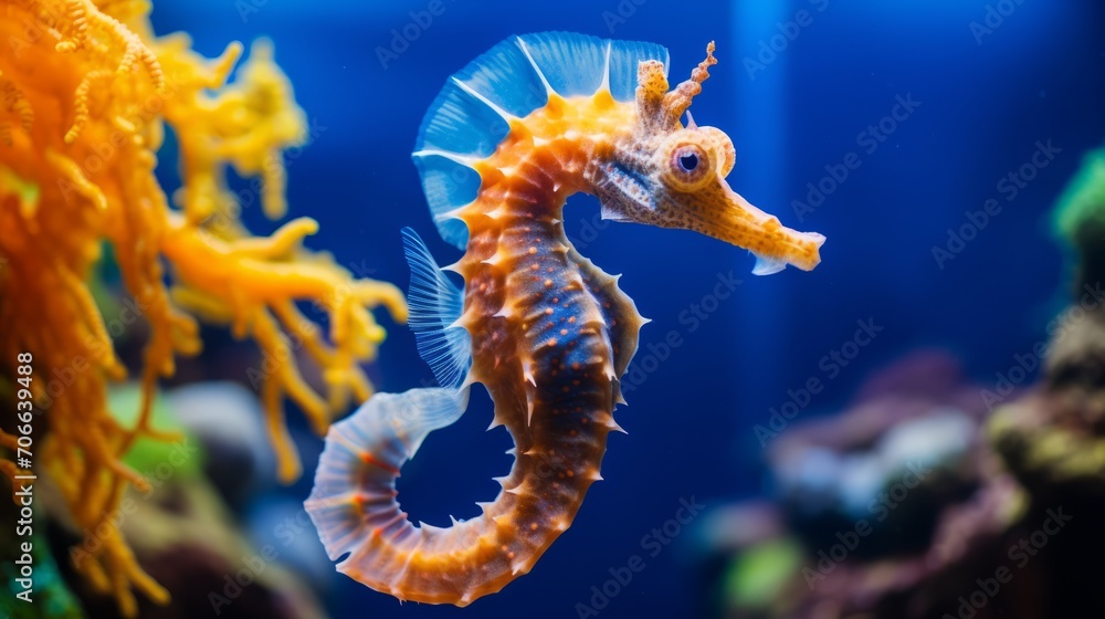 Ocean seahorse deep in the water