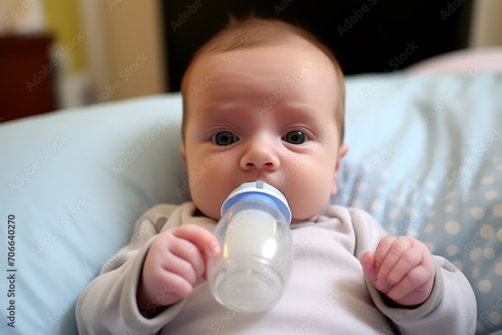 White baby drinking the bottle White baby drinking the bottle