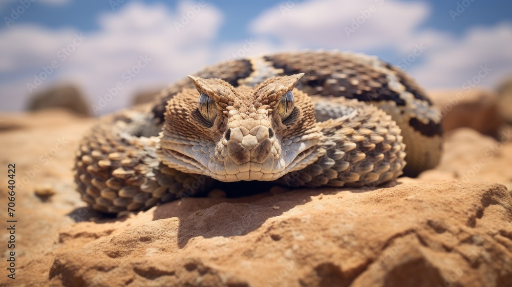 Naklejka premium striking horned and dangerous viper