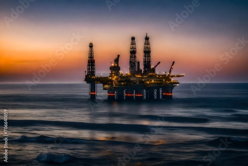 oil rig in sunset