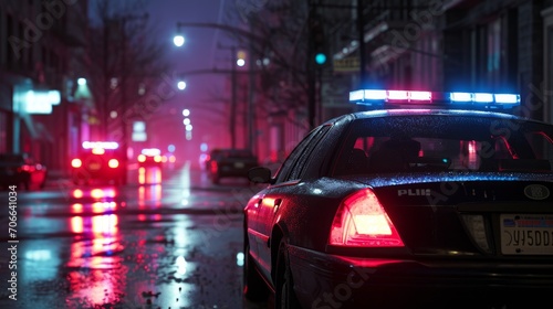 Police lights at night in the city © Chingiz