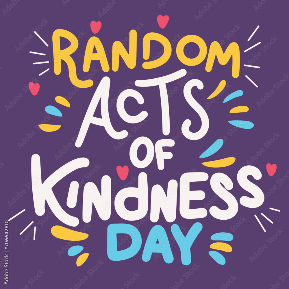Random Acts of Kindness Day text banner square composition. Handwriting short phrase for holiday. Concept Random Acts of Kindness Day. Hand drawn vector art Random Acts of Kindness Day text banner square composition. Handwriting short phrase for holiday. Concept Random Acts of Kindness Day. Hand drawn vector art