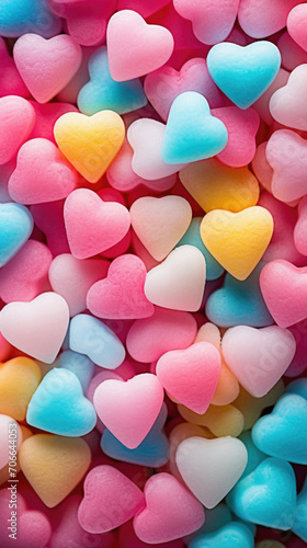 Colorful heart shaped candies for valentine s day.