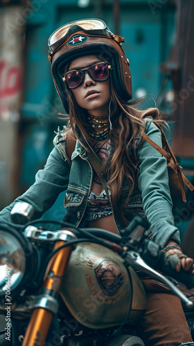 biker girl, biker woman, woman driving a motorcycle