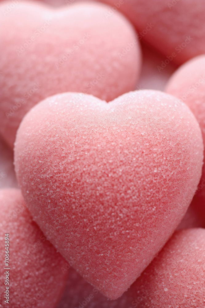 Obraz premium Pink heart-shaped candies as background, closeup. Valentine's Day.