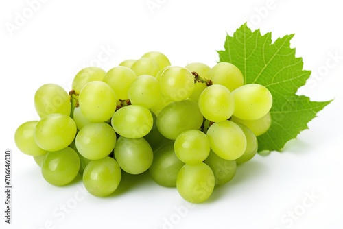 Ripe green grape isolated on white background