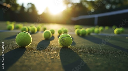 tennis ball on the court photo