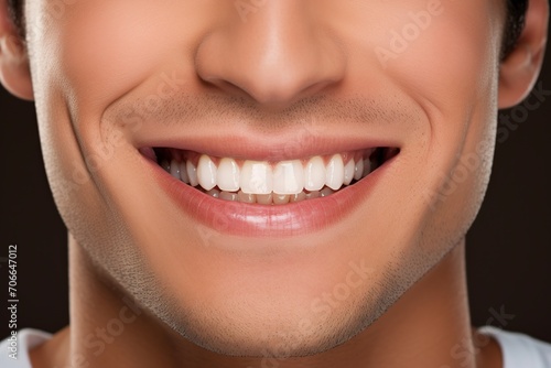Smile with white healthy teeth of young man