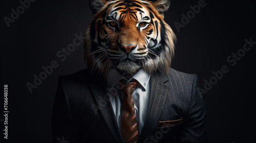 Tiger in business suit business concept