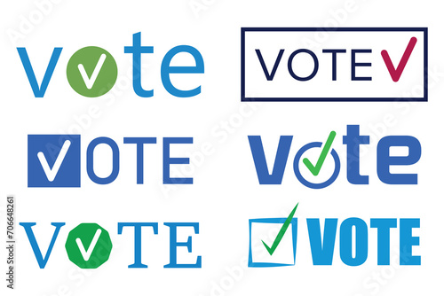 Set of words VOTE on white background