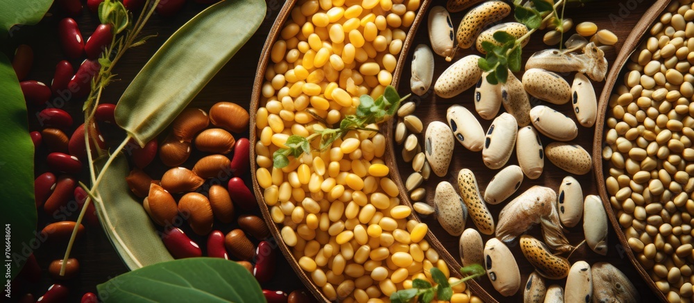 Obraz premium Genetically modified legume and wheat using plant cell science