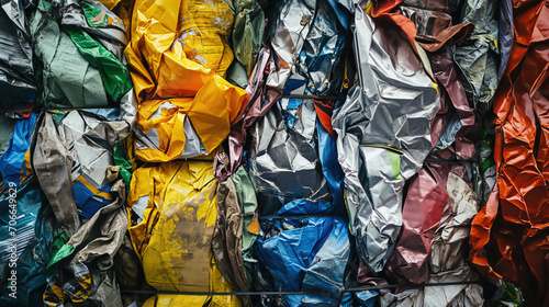 Compressed colorful metal waste. photo