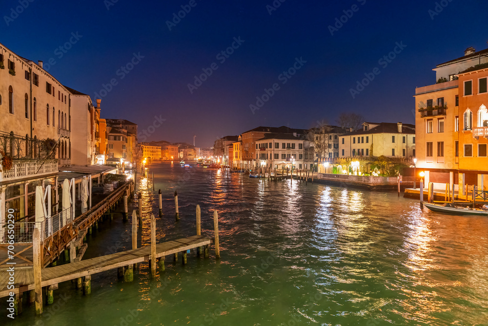 Venice old city at night life view