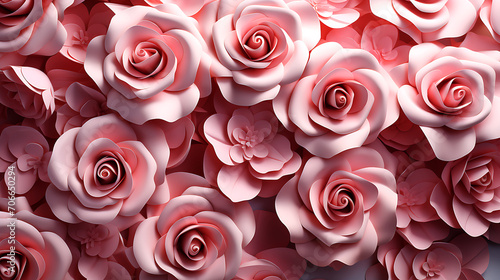 Bright  pink rose seamless flower for wall tiles design  3d illustration