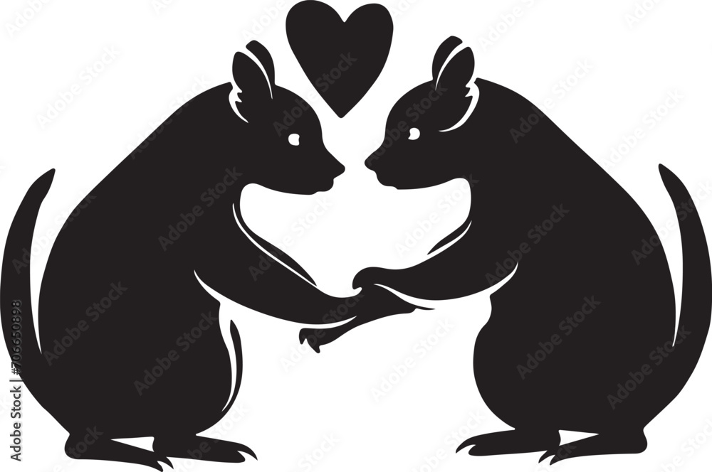 Animal love silhouette vector illustration design