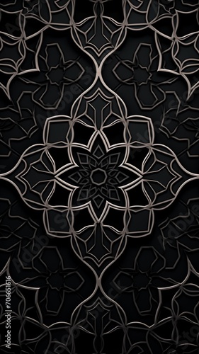 Black moroccan pattern tiles design image Ai generated art