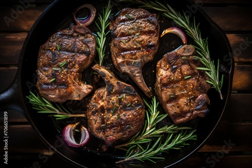 lamb chops with vegetables and herbs