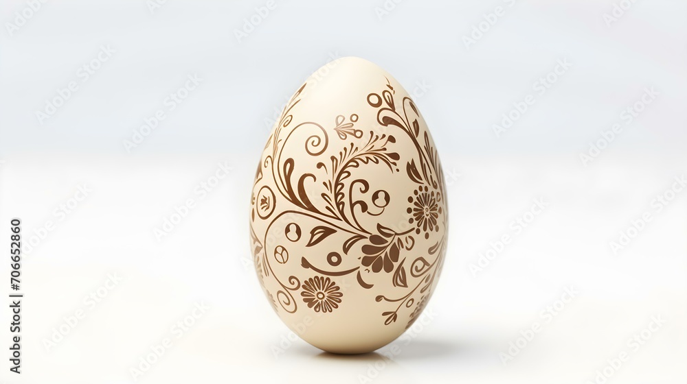Hand Painted Easter Egg in beige Colors on a white Background. Elegant Easter Template with Copy Space Hand Painted Easter Egg in beige Colors on a white Background. Elegant Easter Template with Copy Space