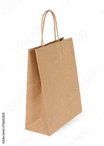 One paper shopping bag isolated on white