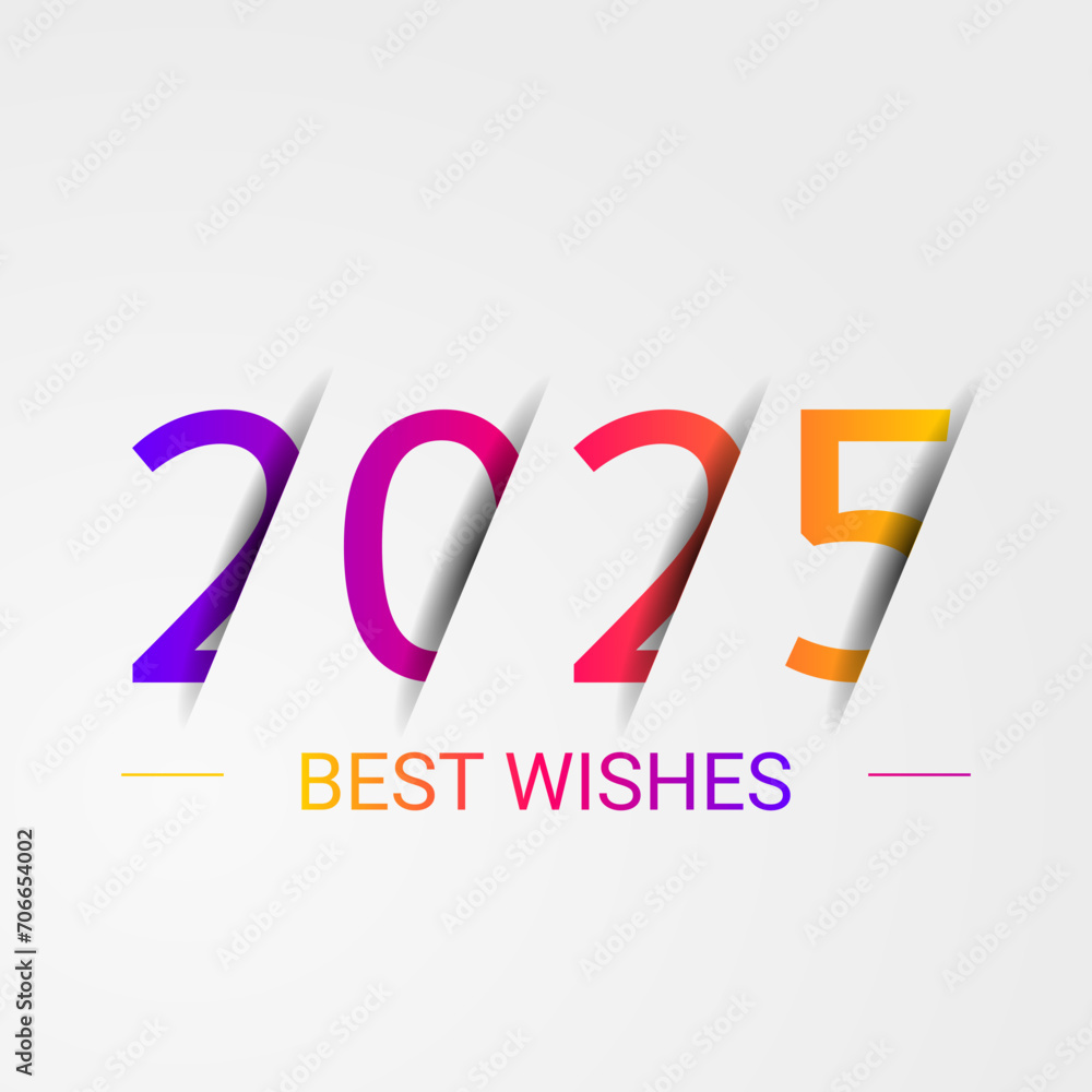 Vecteur Stock Happy new year best wishes 2025 with colorful truncated number. Perfect vector