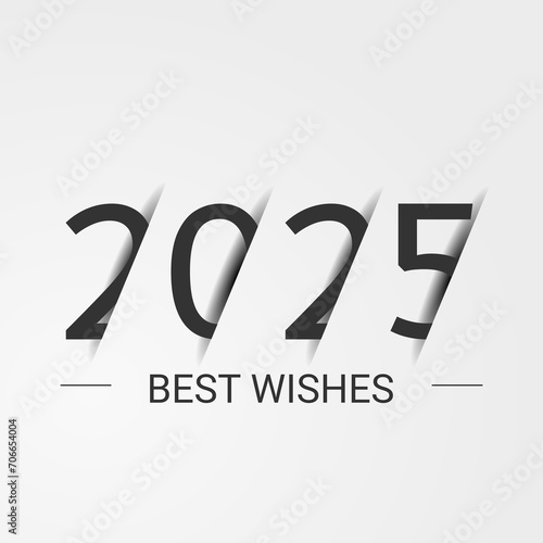 Happy new year - best wishes 2025 with colorful truncated number. Perfect vector for poster, banner, greeting and new year 2025 celebration.