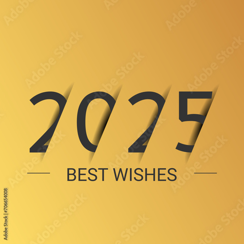 Happy new year - best wishes 2025 with colorful truncated number. Perfect vector for poster, banner, greeting and new year 2025 celebration.