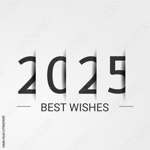 Happy new year - best wishes 2025 with colorful truncated number. Perfect vector for poster, banner, greeting and new year 2025 celebration.