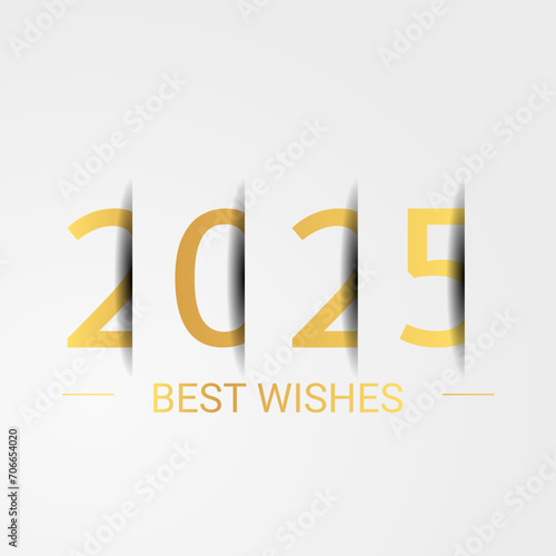 Happy new year - best wishes 2025 with colorful truncated number. Perfect vector for poster, banner, greeting and new year 2025 celebration.