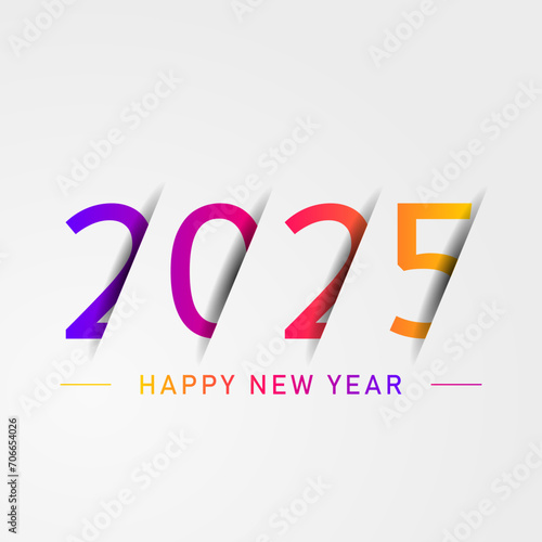 Happy new year - best wishes 2025 with colorful truncated number. Perfect vector for poster, banner, greeting and new year 2025 celebration.