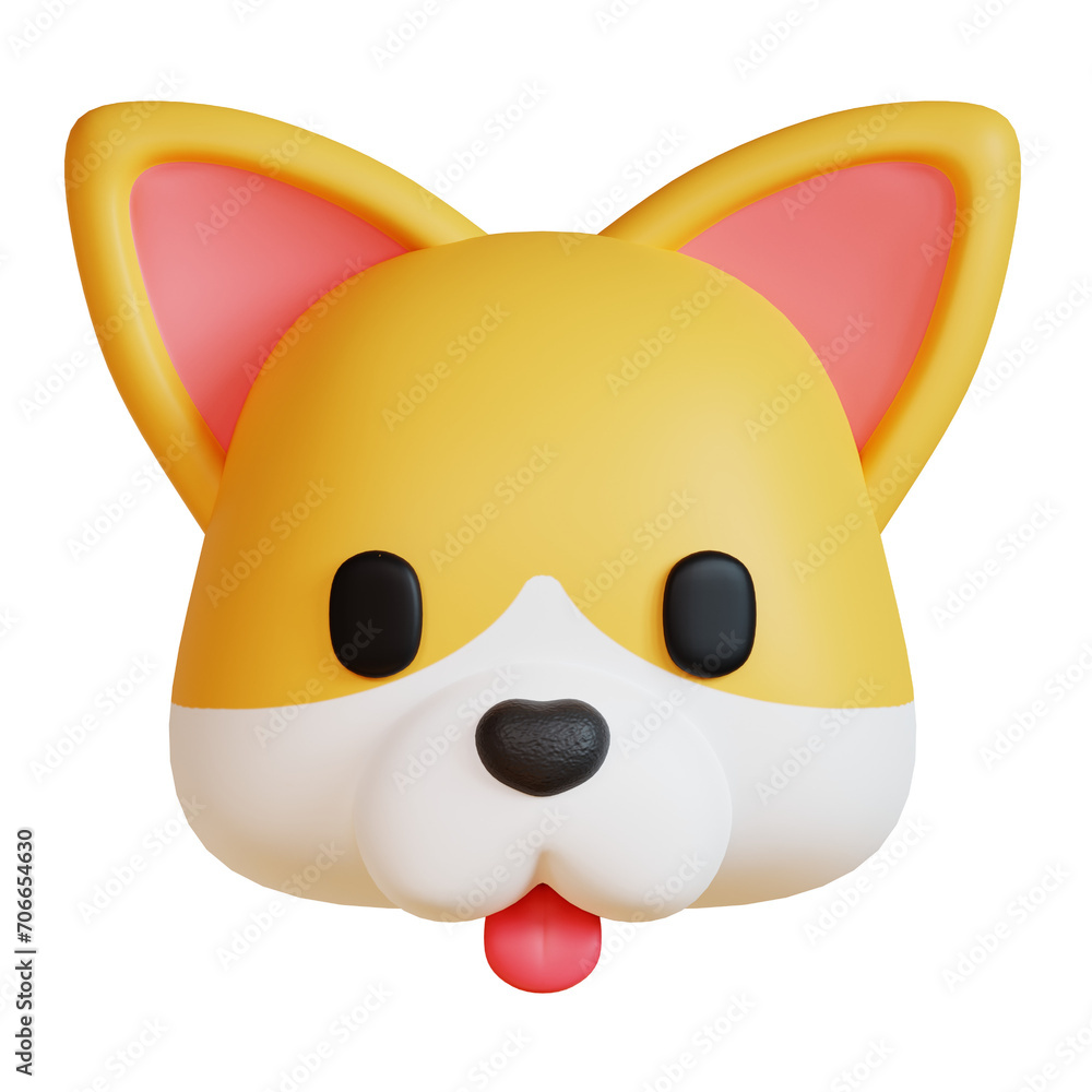 PNG 3D corgi icon isolated on a white background PNG 3D corgi icon isolated on a white background