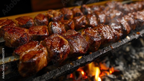 Picanha barbecue roasted over hot coals.