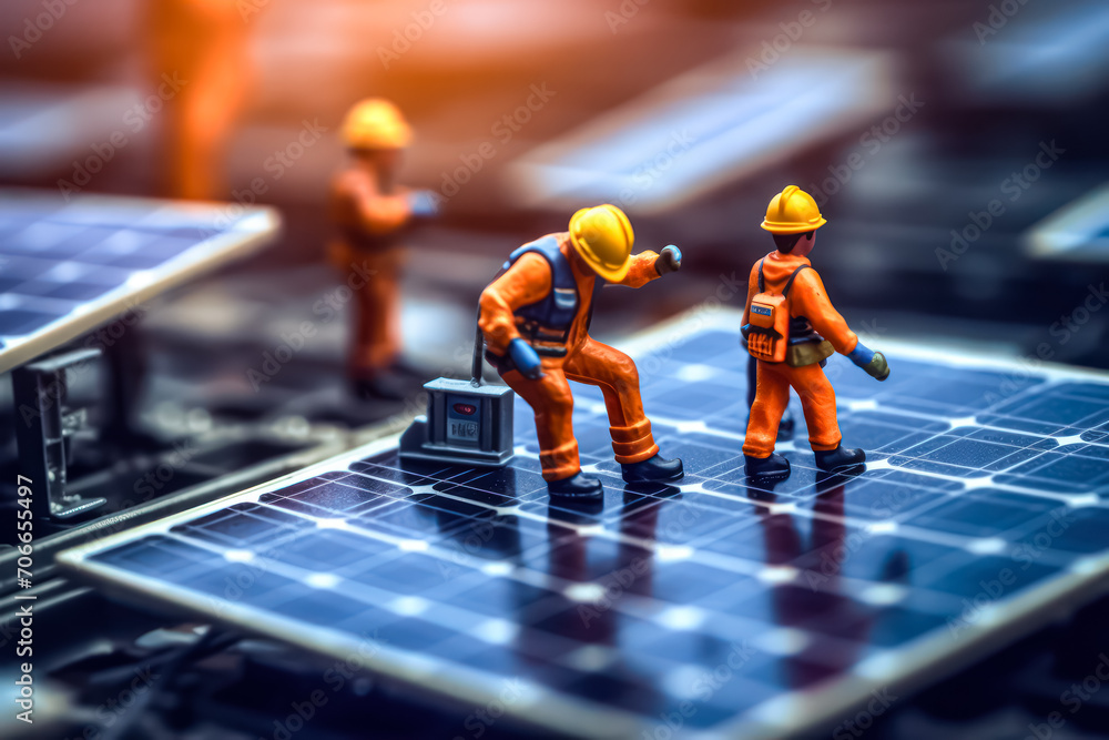 custom made wallpaper toronto digitalMiniature workers near solar panels