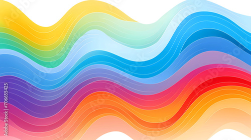 Abstract colorful rainbow gradient wave flowing isolated on white background. endless decorative texture. decorative element