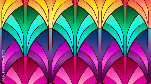 Abstract rainbow colored seamless wallpaper. endless decorative linear round texture. multicolored decorative element.