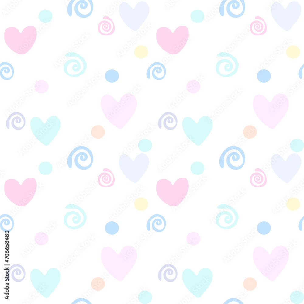 Light color soft cute seamless pattern with melody star heart flowers for kids wallpaper textile graphic design print paper 