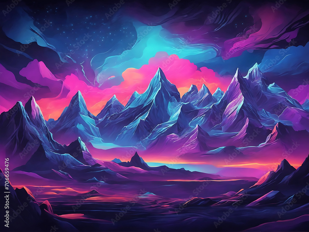 Abstract background night mountains,illustration,neon color abstract backgrounds
