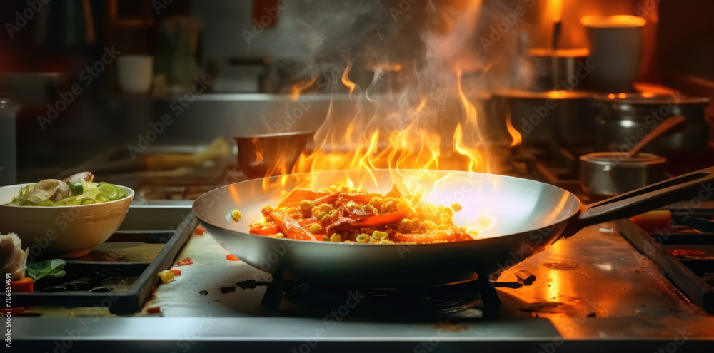 Cooking oriental food over an open fire Cooking oriental food over an open fire