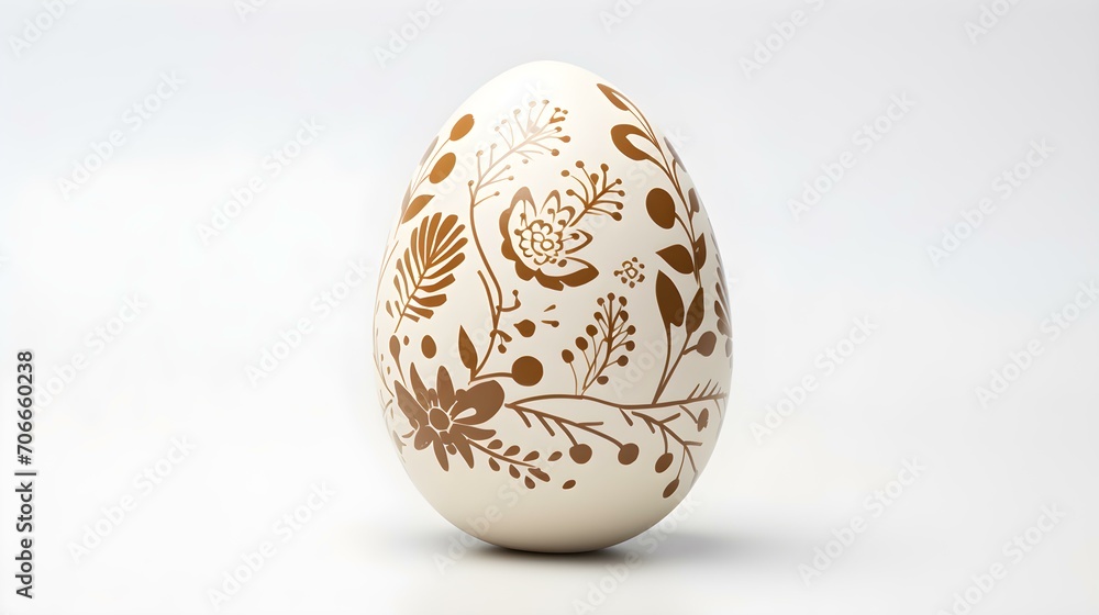 Hand Painted Easter Egg in khaki Colors on a white Background. Elegant Easter Template with Copy Space Hand Painted Easter Egg in khaki Colors on a white Background. Elegant Easter Template with Copy Space