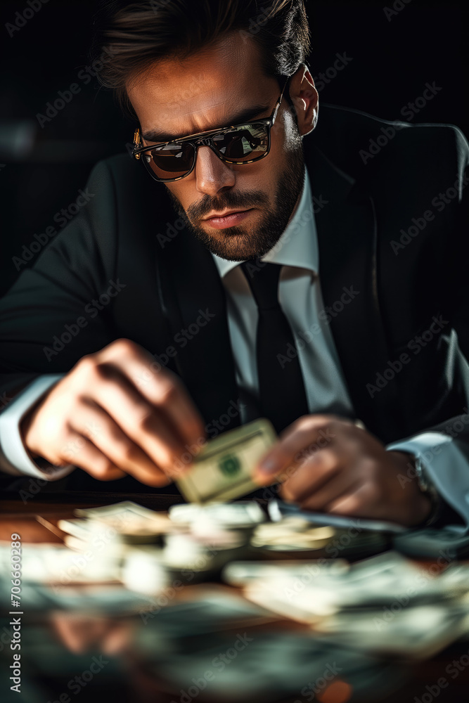 Successful business man counting money Successful business man counting money