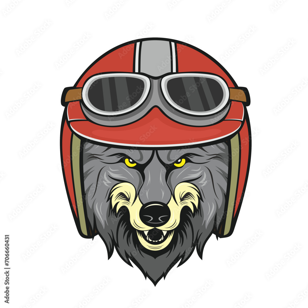 wolf rider vector art illustration wolf biker design