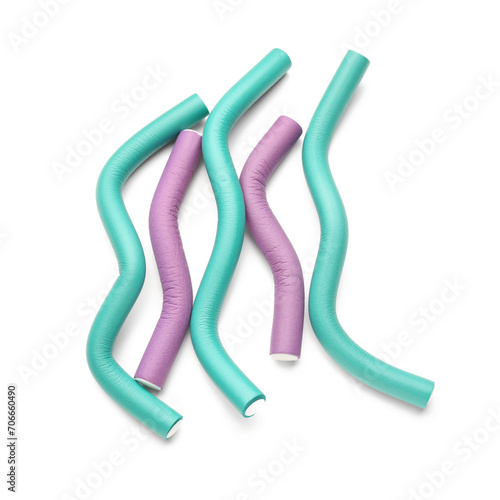 Hair curlers isolated on wh...