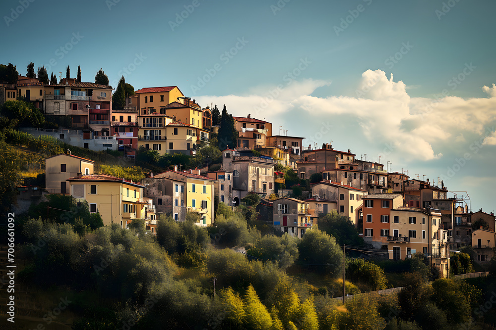Mediterranean city, beautiful colorful city, small town in italy, small mediterranean village