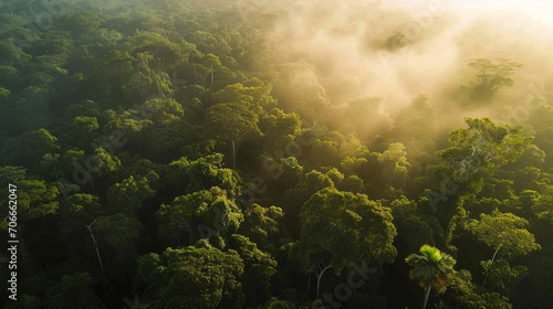Compelling visual of Earth lungs  Amazon Rainforest depicting its rich biodiversity  AI Generated