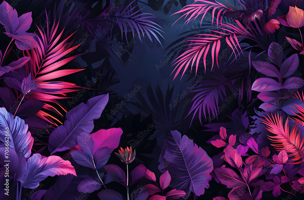 Dark purple and pink tropical background, Dark purple and pink tropical background,