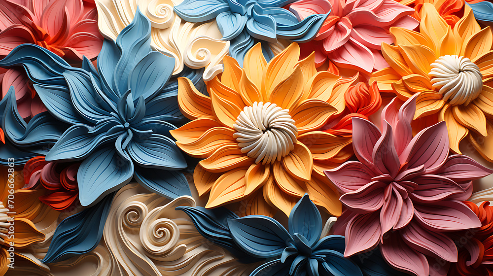 Abstract flowers seamless pattern, oil painting decorative background Abstract flowers seamless pattern, oil painting decorative background
