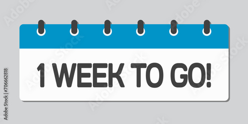 Countdown weekly calendar icon - 1 week to go