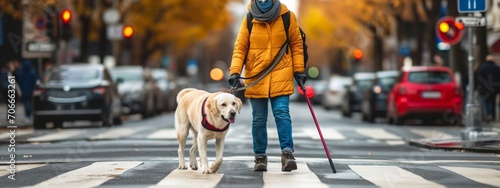 Dog blind guide service person disabled impaired help labrador eye sight man visual animal. Pet dog guide people blind worker stick rescue day road woman special senses cross helper street cane walk