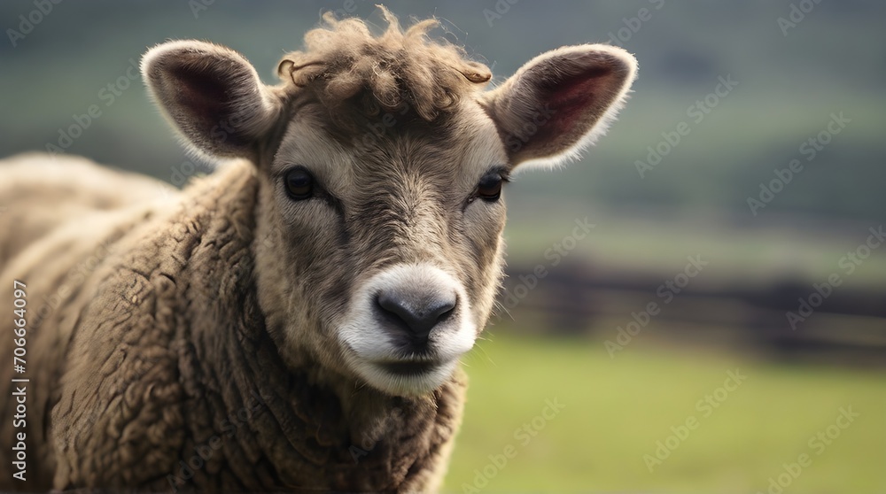 Beautiful sheep portrait on background. Generative AI. Beautiful sheep portrait on background. Generative AI.