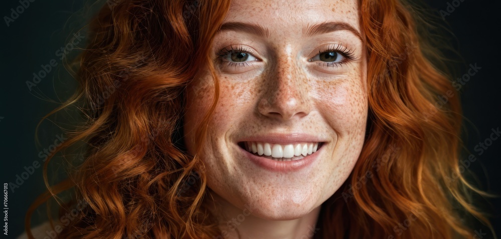 a close up of a woman with freckles on her face and freckles on her hair smiling. a close up of a woman with freckles on her face and freckles on her hair smiling.